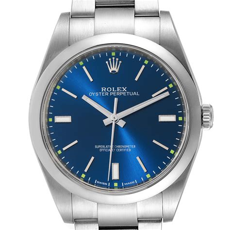 rolex oyster perpetual 39 automatic blue dial men& 39|Rolex Oyster Perpetual used price.